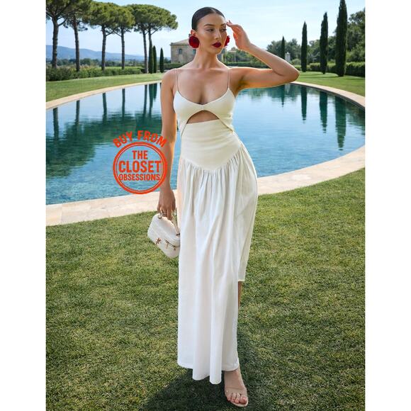 ZARA Blogger Fave Asymmetric Hem Midi Dress NWT Ecru - Picture 2 of 16